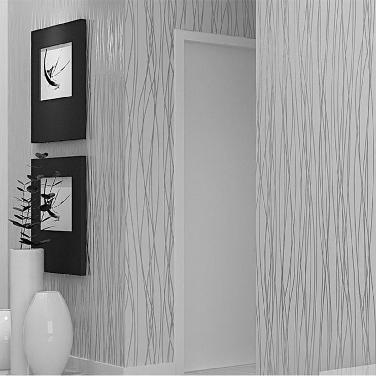 VLIESTAPETE mit silbernen Seidenstreifen Silbergrau Ästhetisches Design Einfache Anbringung 5m²/950 x 53 cm - Silberfarben, Naturmaterialien (950/1cm) - Livingandhome