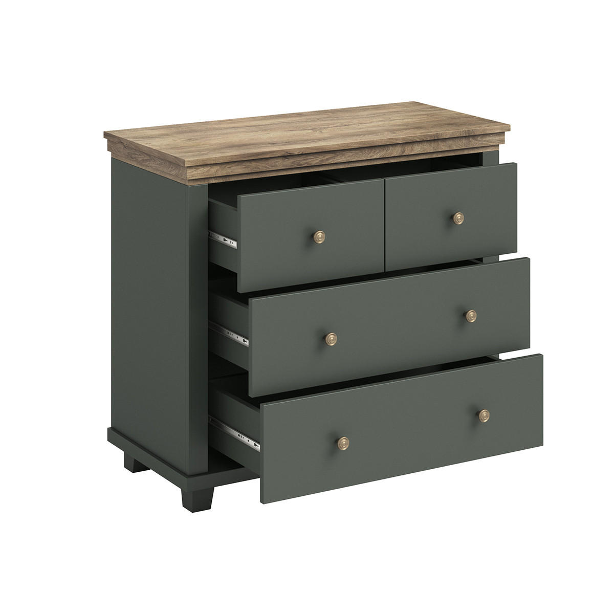 KOMODA Martin Zelená a dřevo - zelená barva, kompozitní dřevo (90/80.5/42cm) - Petits-meubles