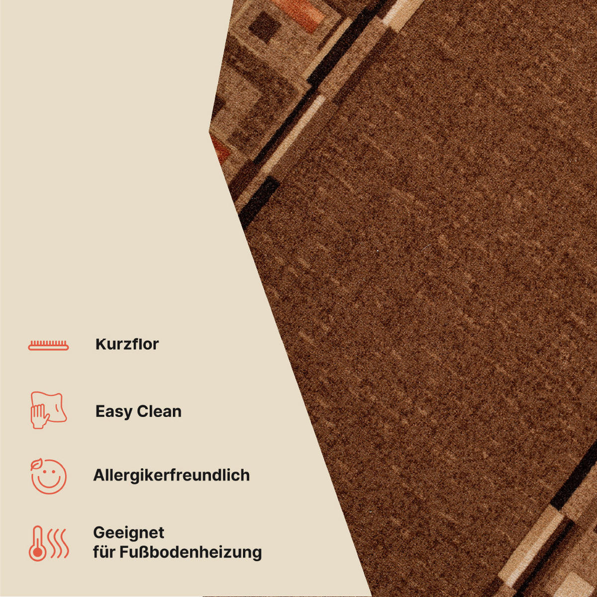 TEPPICHLÄUFER Anti-Rutsch Braun rutschfest Gummiunterlage 67/1100 cm - Braun, Textil (67/1100cm) - Tapiso