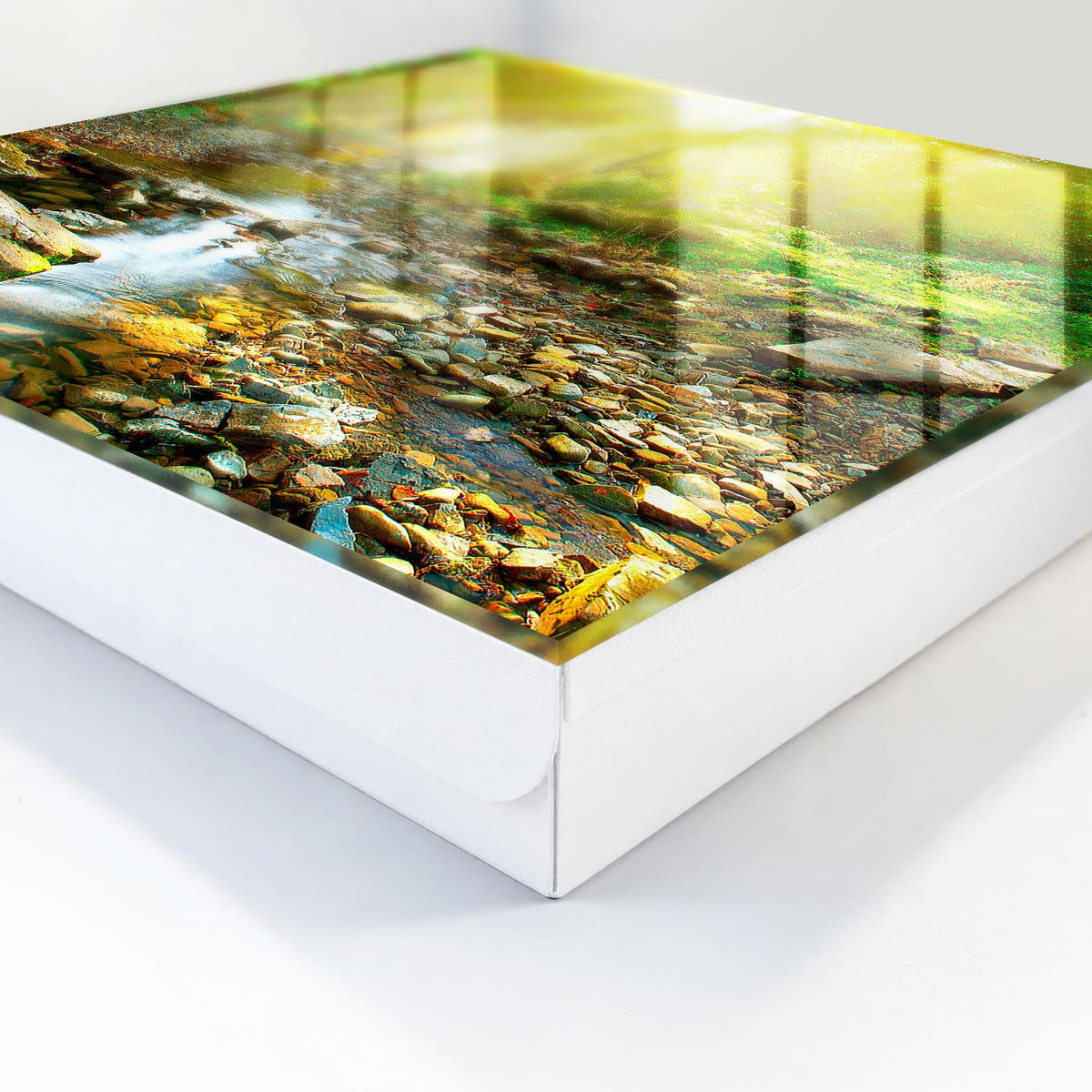 SCHLÜSSELBOX Weiß 30x30 cm – Türöffnung nach rechts - Waldbach - Grün, Metall (30/30/5cm) - TULUP