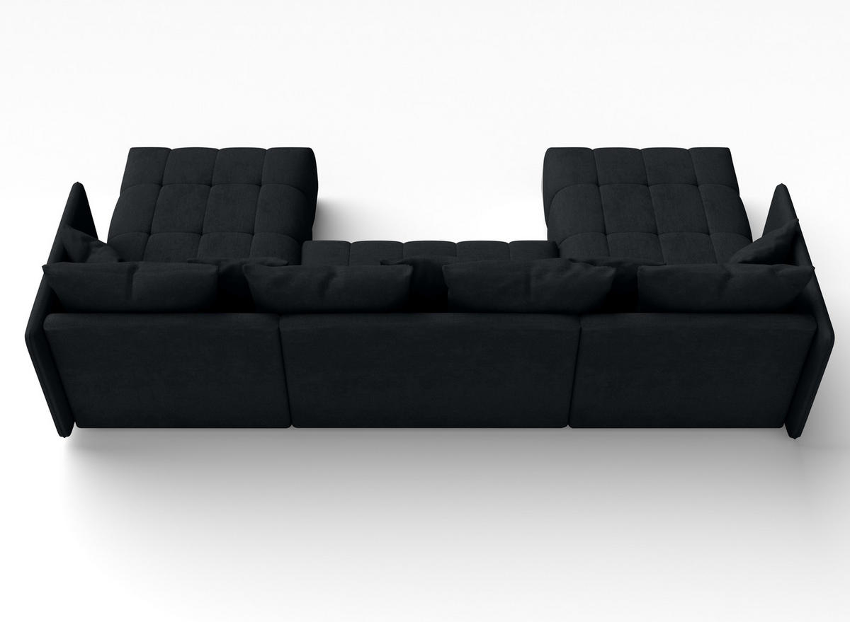 WOHNLANDSCHAFT Mersino Anthrazit 353/180/83 cm – Wohnlandschaft fürs Wohnzimmer - Schwarz, Kunststoff/Textil (353/83/180cm) - AX Living