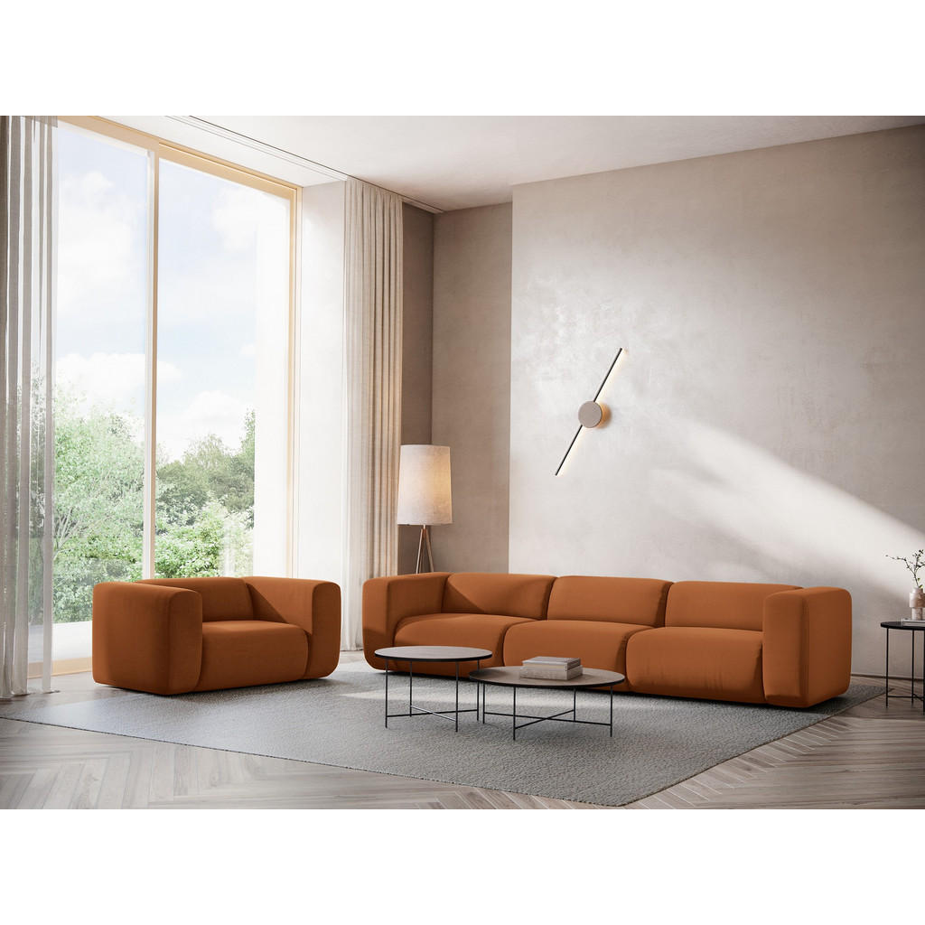 Thumbnail - Makamii 4-Sitzer-Sofa, Terra cotta, Textil, Füllung: Schaumstoff, 319x70x89 cm, Made in EU, Wohnzimmer, Sofas & Couches,...