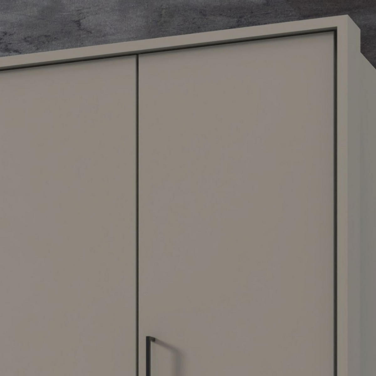 DREHTÜRENSCHRANK Kleiderschrank 228 cm mit Schubkästen & Passepartout & 1 Spiegeltür, Sand Grau mit Absetzungen in Grafit, Griffe schwarz / 22573 - Sandfarben/Graphitfarben, Holzwerkstoff/Metall (228/210/58cm) - luma-home
