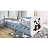 KINDERBETT Pandabär 80x160 cm mit Schublade, Rausfallschutz & Lattenrost, Blau - Blau, Holzwerkstoff (80/160cm) - RAUMHIRSCH FURNITURE