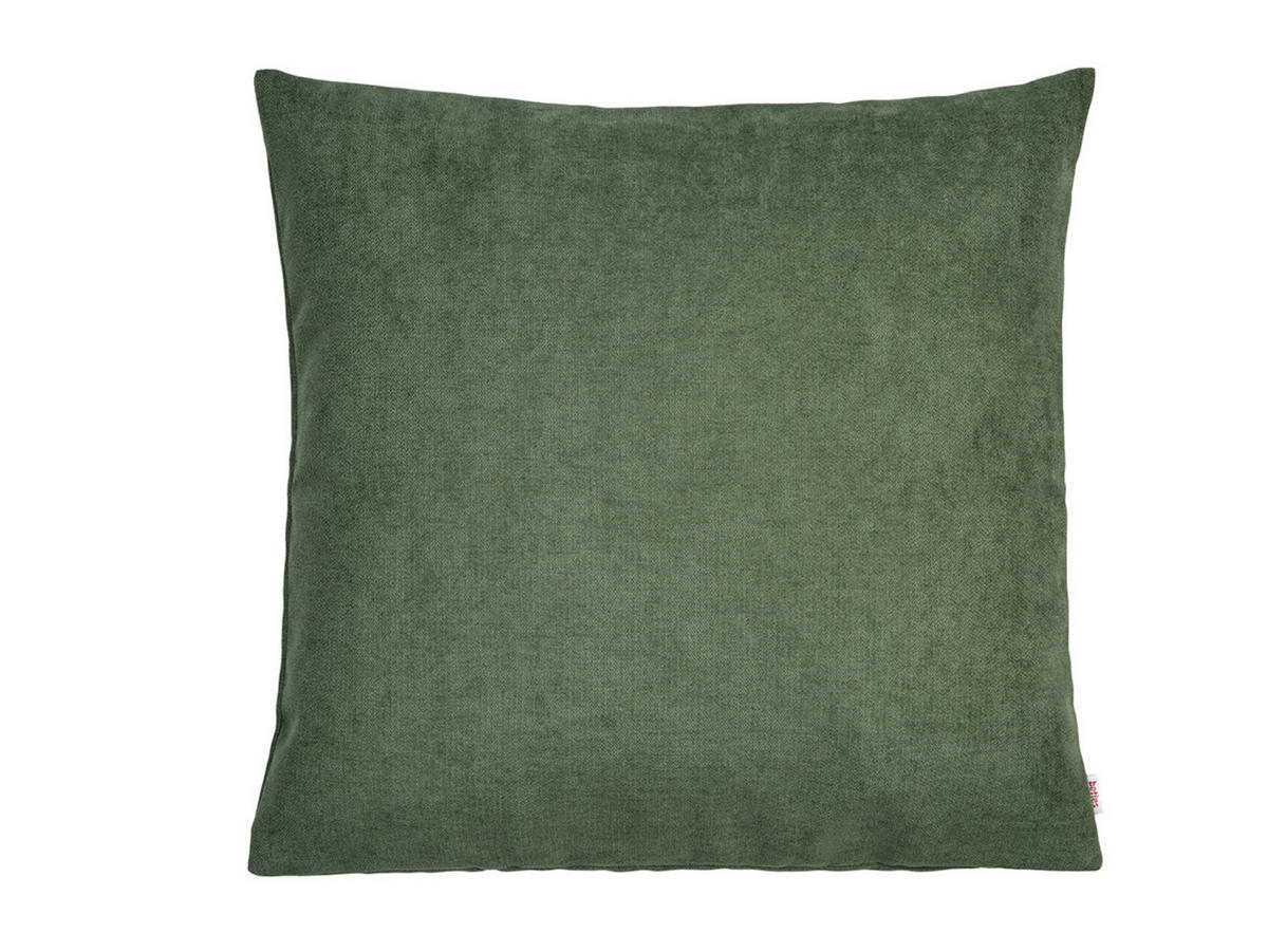 KISSENHÜLLE FarbTon Chenille-Haptik oliven-grün 50/50 cm - Dunkelgrün, Textil (50/50cm) - beties Heimtextil