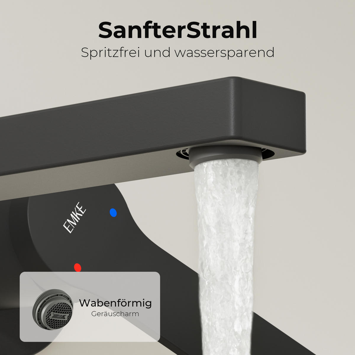 WASCHTISCHARMATUR mit Luftsprudler Messing Schwarz - Schwarz, Metall (21/7/28.8cm) - EMKE