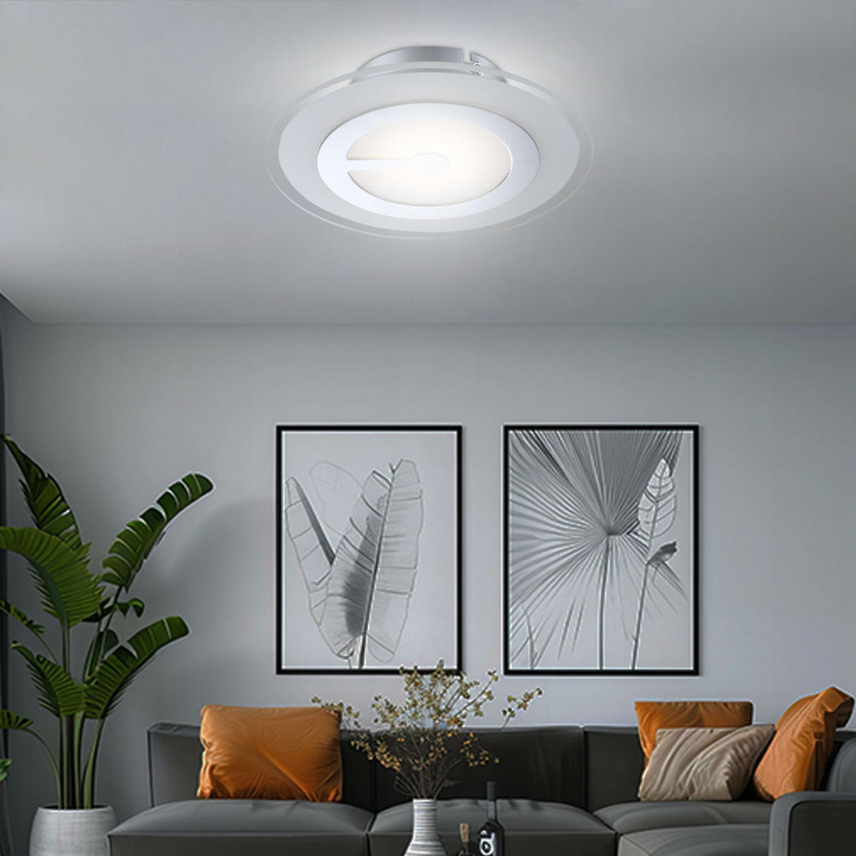 LED DECKENLEUCHTE Glas Chrom Weiß - Weiß, Glas (23/23/5.7cm) - Globo Lighting