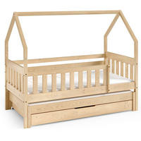 KINDERBETT Holzbett LUMBE, Hausform - Kieferfarben, Holz (80/160cm) - KONSIMO®