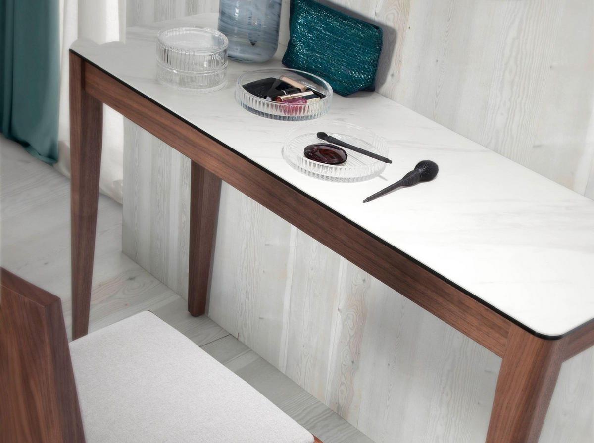 KONSOLENTISCH Rechteckiger aus Porzellanmarmor und Nussbaumholz 120/39/75 cm - Walnussfarben/Weiß, Holz/Holzwerkstoff (39/120/75cm) - ANGEL CERDA