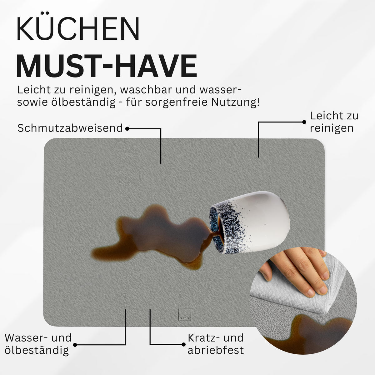 TISCHSET - Kunstleder - Doppelseitig - Rosa/Grau - Rechteckig - 44,5x30cm - 12 Stück - Rosa, Kunststoff (44.5/30cm) - Sänger