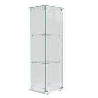 GLASVITRINE Mit LED, 3 Regale, Schloss, Glas-Schrank Für Wohnzimmer - Weiß, Holz (35/123.3/39.8cm)