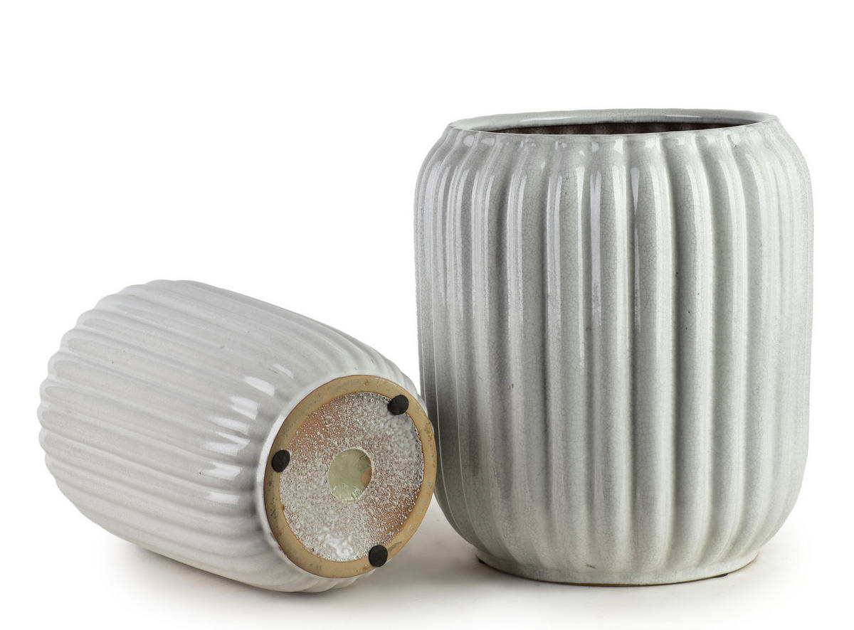 BLUMENTOPF Neva 3er Set Weiß 40/40/44 cm Keramik - Weiß, Keramik (40/44/40cm) - Mondex