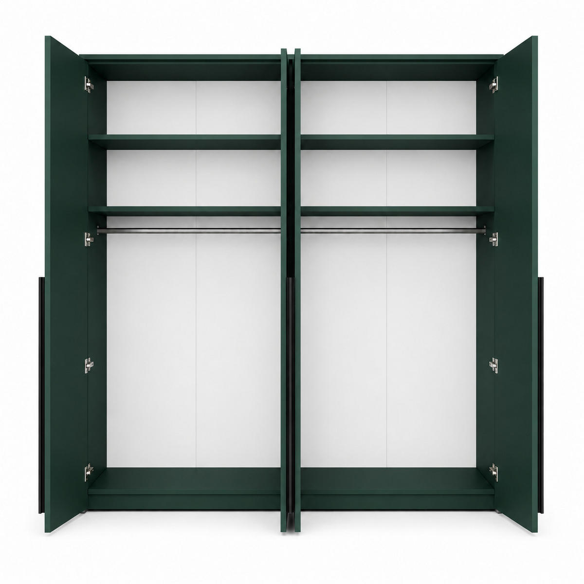 KLEIDERSCHRANK: Flaschengrün / Griffe Silber, 210 x 65 x 217,2 cm - Dunkelgrün/Silberfarben, Holzwerkstoff (210/217.2/65cm) - 3XE LIVING