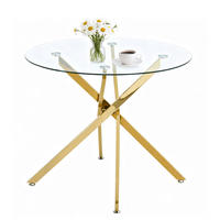 ESSTISCH 80/80/76 cm goldfarben aus Glas mit Kreuzfußgestell - Goldfarben, Metall (80/80/76cm) - OKWISH