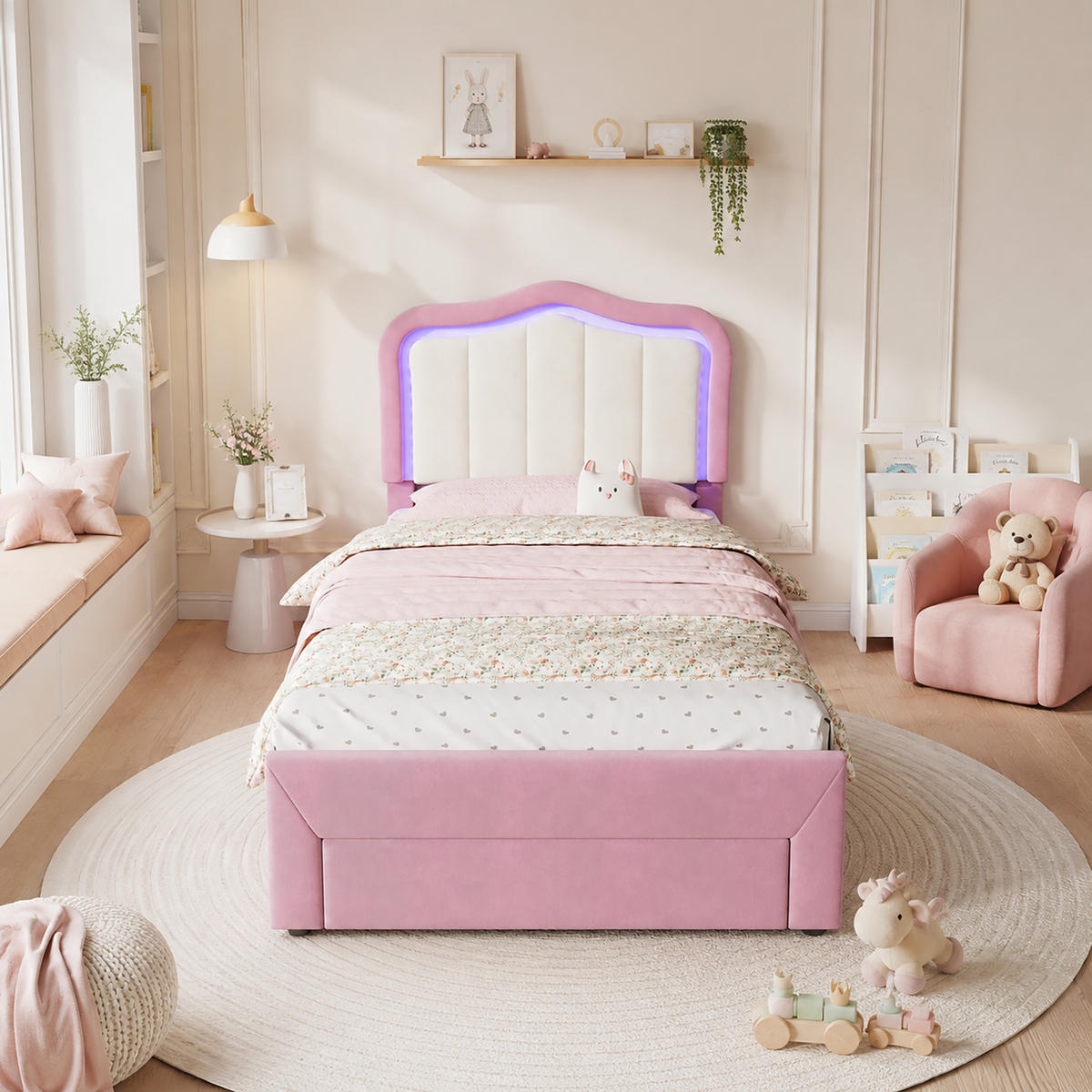 KINDERBETT 90/200 cm Rosa - Pink, Textil