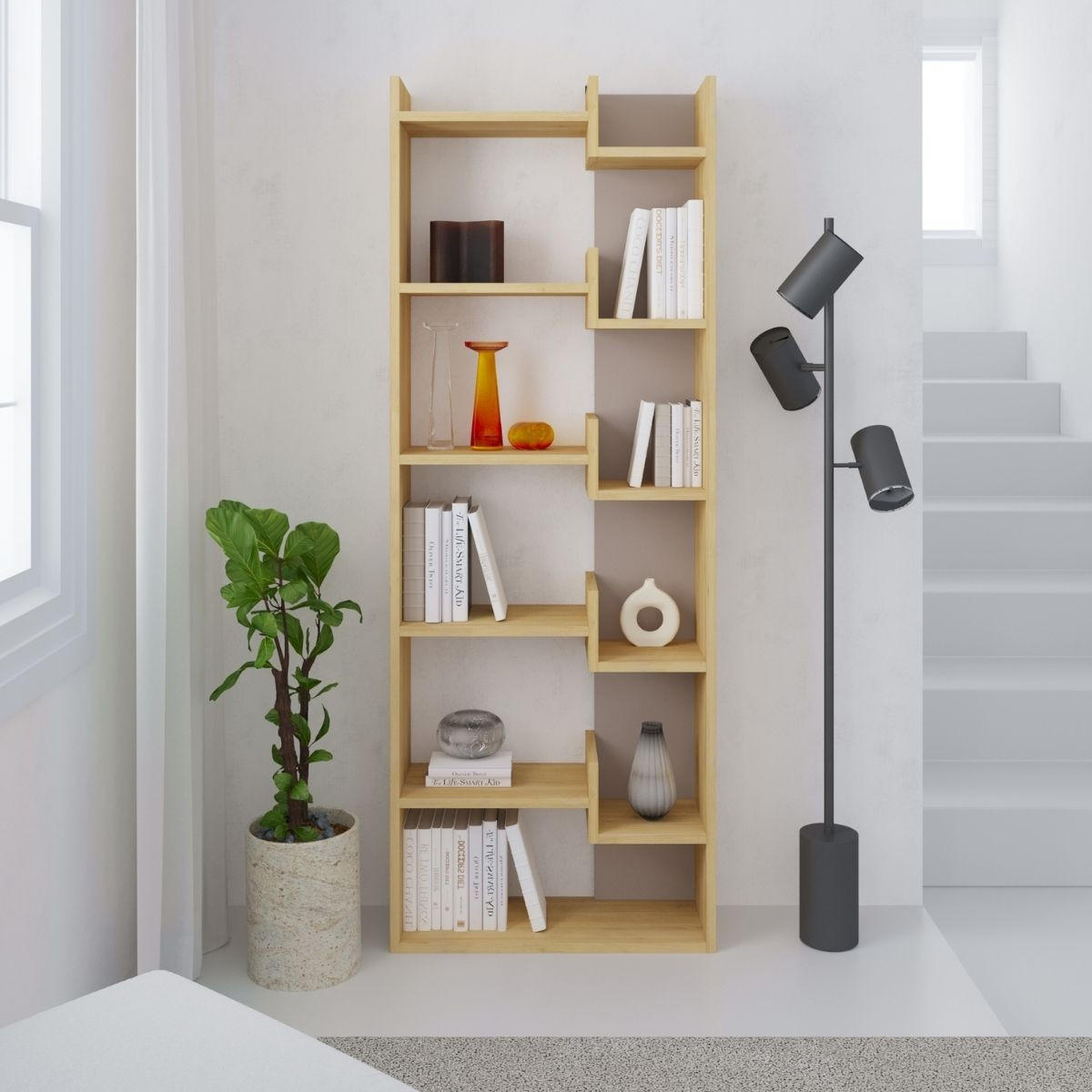 DESIGN Regal 6 Ebenen H162,4 cm - Klapo - Eschefarben, Holzwerkstoff (22/162.4/27cm) - Calicosy