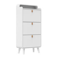 SCHUHSCHRANK 63/30/134 cm weiß aus MDF und Melamin mit 3 Klapptüren und oberem Ablagefach - Weiß, Holzwerkstoff (63/133.7/29.5cm) - OKWISH