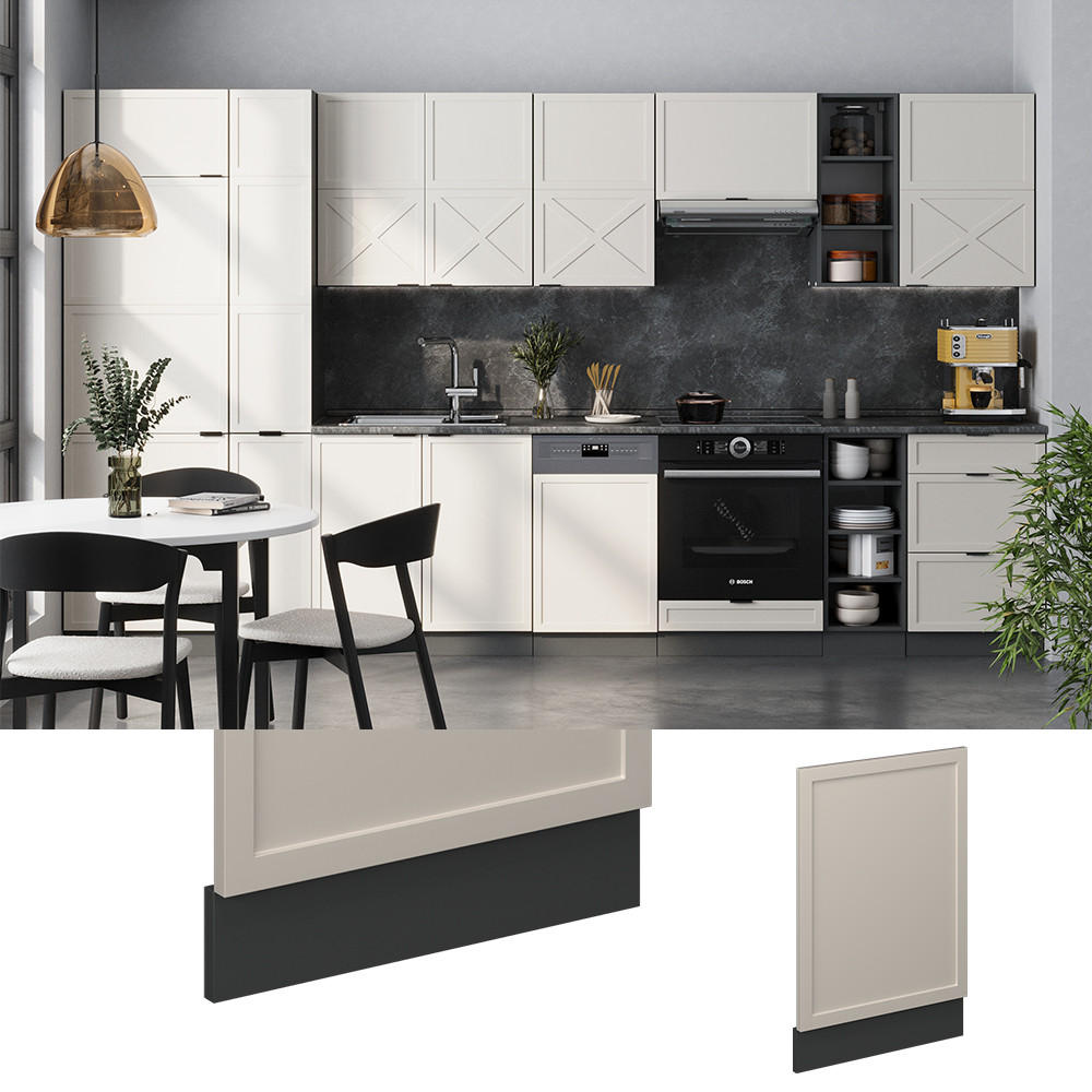 FRONTBLENDE Fame-Line GrauBeige 45 cm, AP Marmor - Greige/Anthrazit, Holzwerkstoff (45/67.4/1.6cm) - Vicco