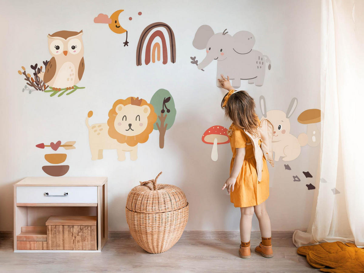 WANDAUFKLEBER 130x237cm - Tierische Naturillustration - Multicolor, Kunststoff (130/237/0.1cm) - Wallfluent