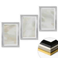 WANDBILDER 3er Set - 20x30 cm Silberner Rahmen - Leuchtende Farben, abstrakter Boho-Stil - Silberfarben, Kunststoff (20/30cm) - ArtPrintCave