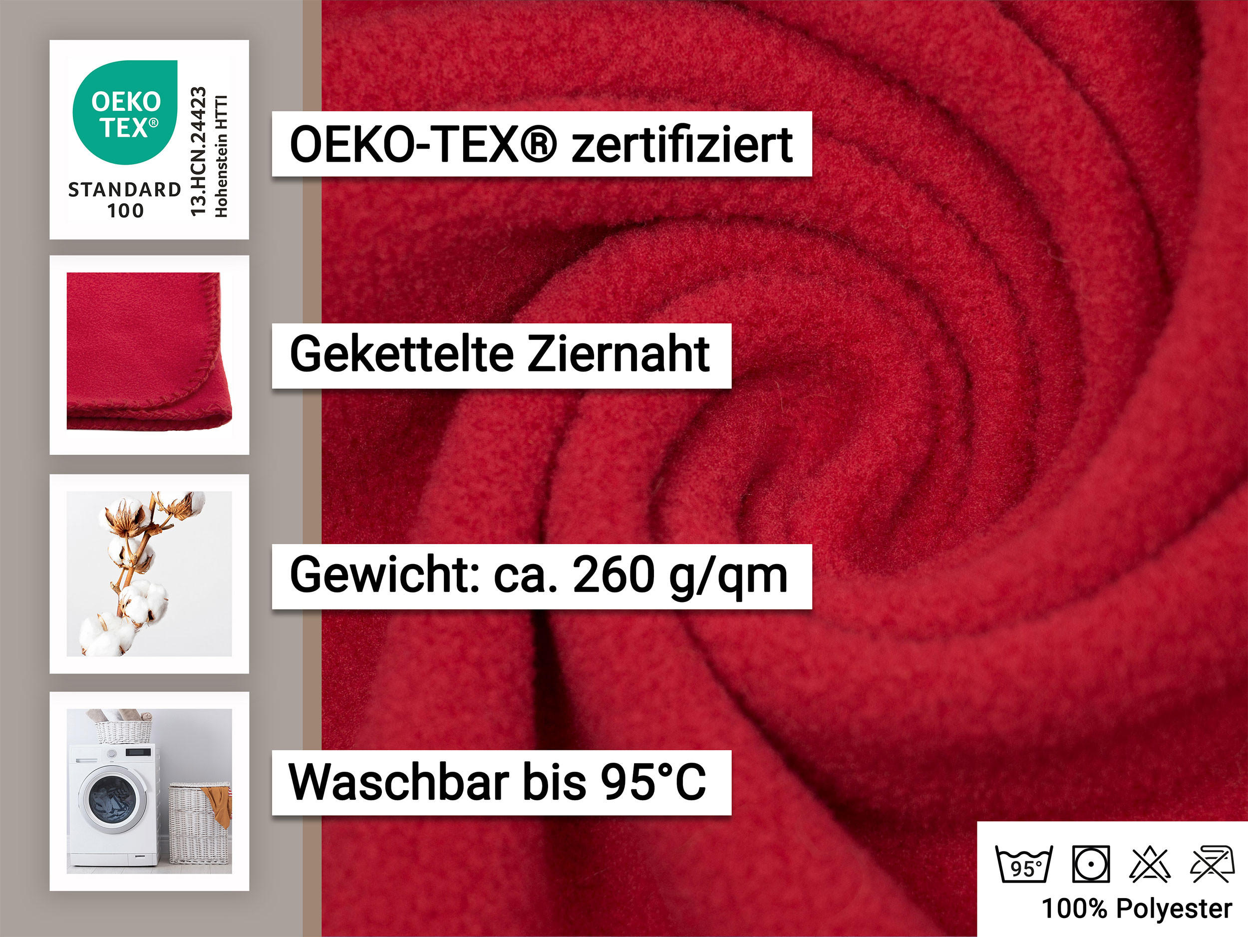 KUSCHELDECKE, 130x170 cm, 100% Polyester, Rot - Bordeaux, Textil (130/170cm) - Zollner