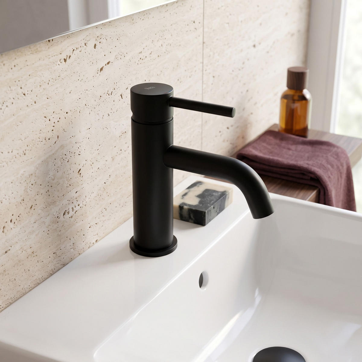 WASCHTISCHARMATUR Mit Bidetta Rea Lungo Black - Schwarz, Metall (4/17/12cm) - REA