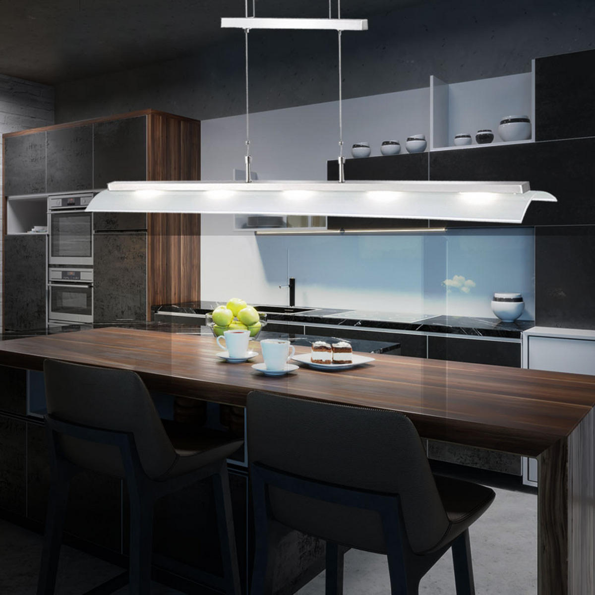 LED HÄNGELEUCHTE Stahl Silber - Silberfarben, Glas (110/14/160cm)