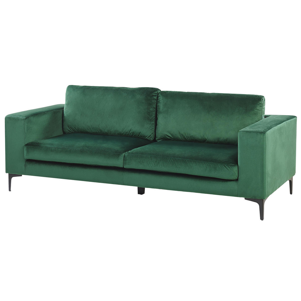 3-SITZER-SOFA Samtstoff grün Vadstena - Schwarz/Grün, Textil (215/82/87cm) - Beliani