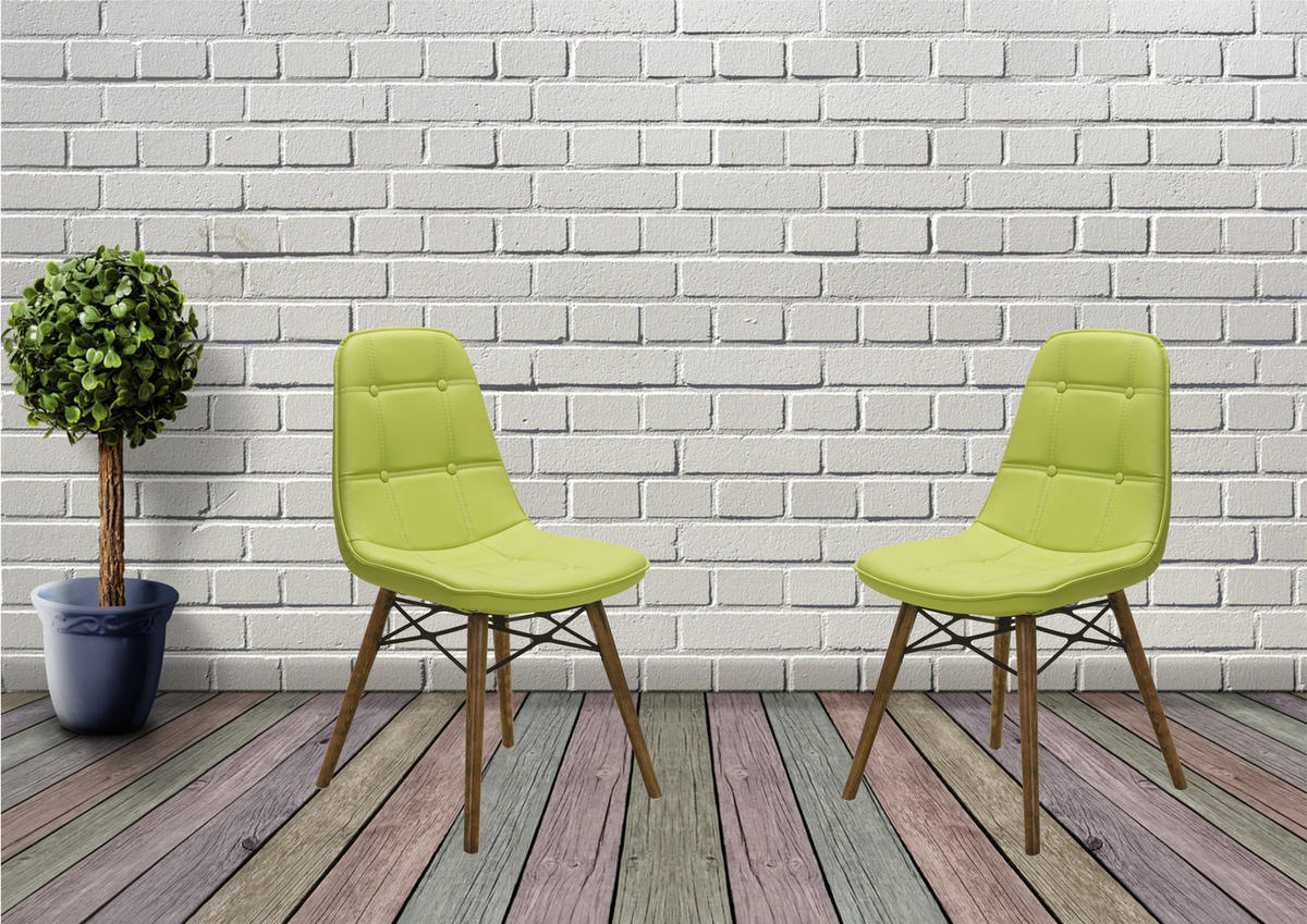 STUHL DENVER mit Holzbeinen - Hellgrün, Holz/Textil (46/85/46cm) - Stuhlmann