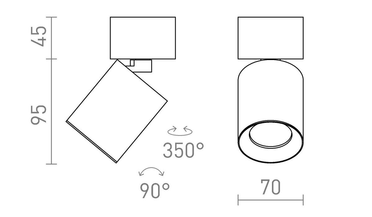 DECKENLEUCHTE DARIO schwarz Gebürstes Messing 9 W - Schwarz, Metall (7/7/15cm)