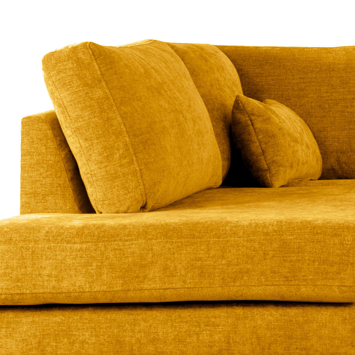 WOHNLANDSCHAFT mit Longchair - Eichefarben/Gelb, Eichenholz/Textil (371/81/219cm) - home24