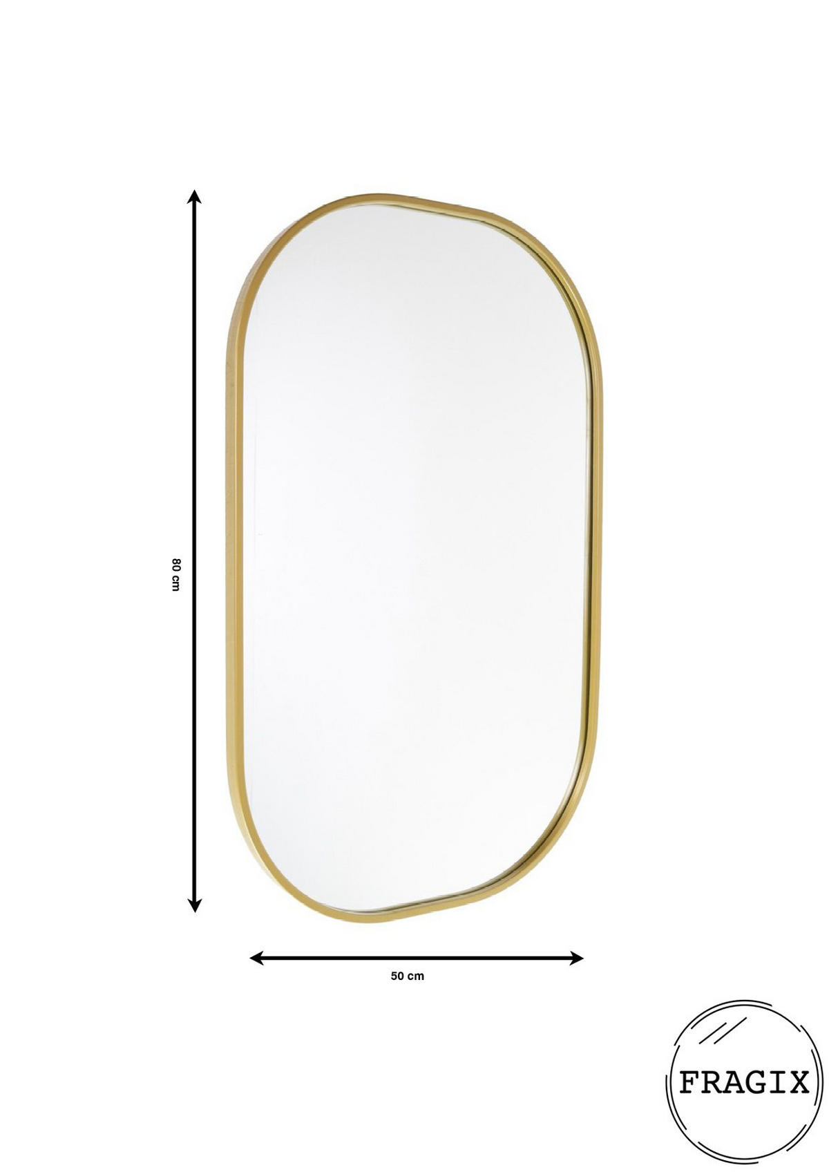 WANDSPIEGEL Boston Gold - Goldfarben, Metall (50/80/4cm) - Fragix