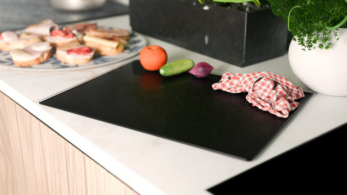 GLAS Herdabdeckplatte Schneidebrett SCHWARZ CLASSIC BLACK 30x40 cm - Schwarz, Glas (30/40/0.6cm) - ALLboards