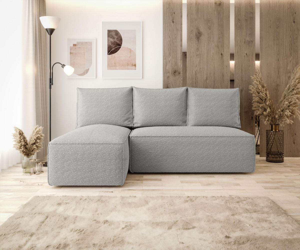 ECKSOFA mit Schlaffunktion SAVIO MINI Quelle 83 Links - Grau, Textil (200/140cm) - Bedante