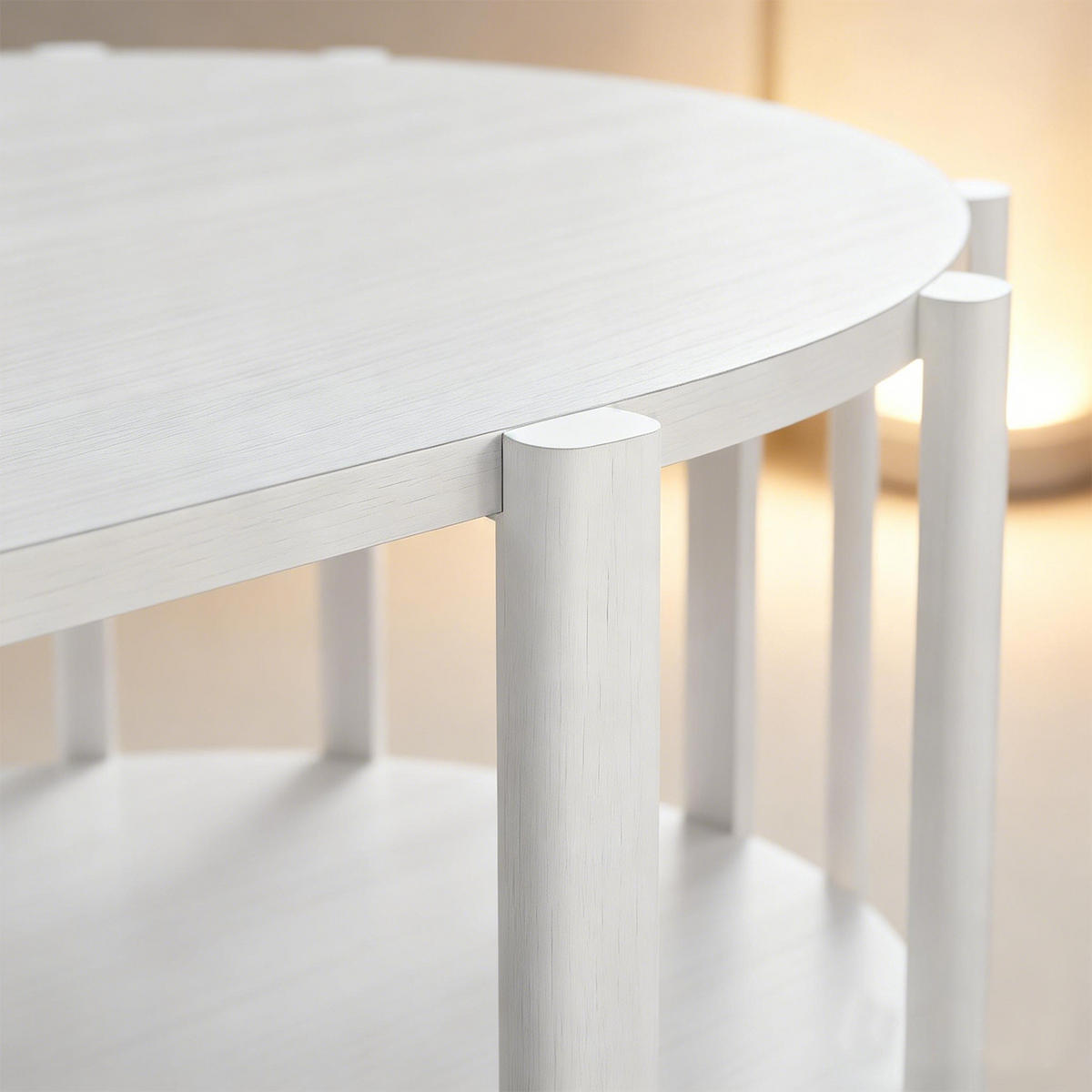 OVALER Couchtisch mit Stauraum – Moderner Wohnzimmertisch in Naturholz-Optik, 119 cm lang, MDF, Weiß - Weiß, Holzwerkstoff (119/60/40cm) - Ej. Life