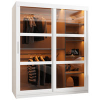 SCHWEBETÜRENSCHRANK 200/150/62 2-türig - Silberfarben/Weiß, Holz/Kunststoff (150/200/62cm) - Abiks Möbel