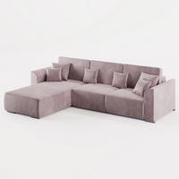 ECKSOFA LUMO L Links Hellrosa Velours-Stoff mit Schlaffunktion und Bettkasten - Pink, Textil (293/195cm) - Barchello