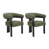 STUHL mit Armlehnen 2er-Set - Bouclé-Stoff & Kautschukholz - Khaki & Schwarz - LIVELIA - Waldgrün, Textil (60/78/64cm) - Pascal Morabito