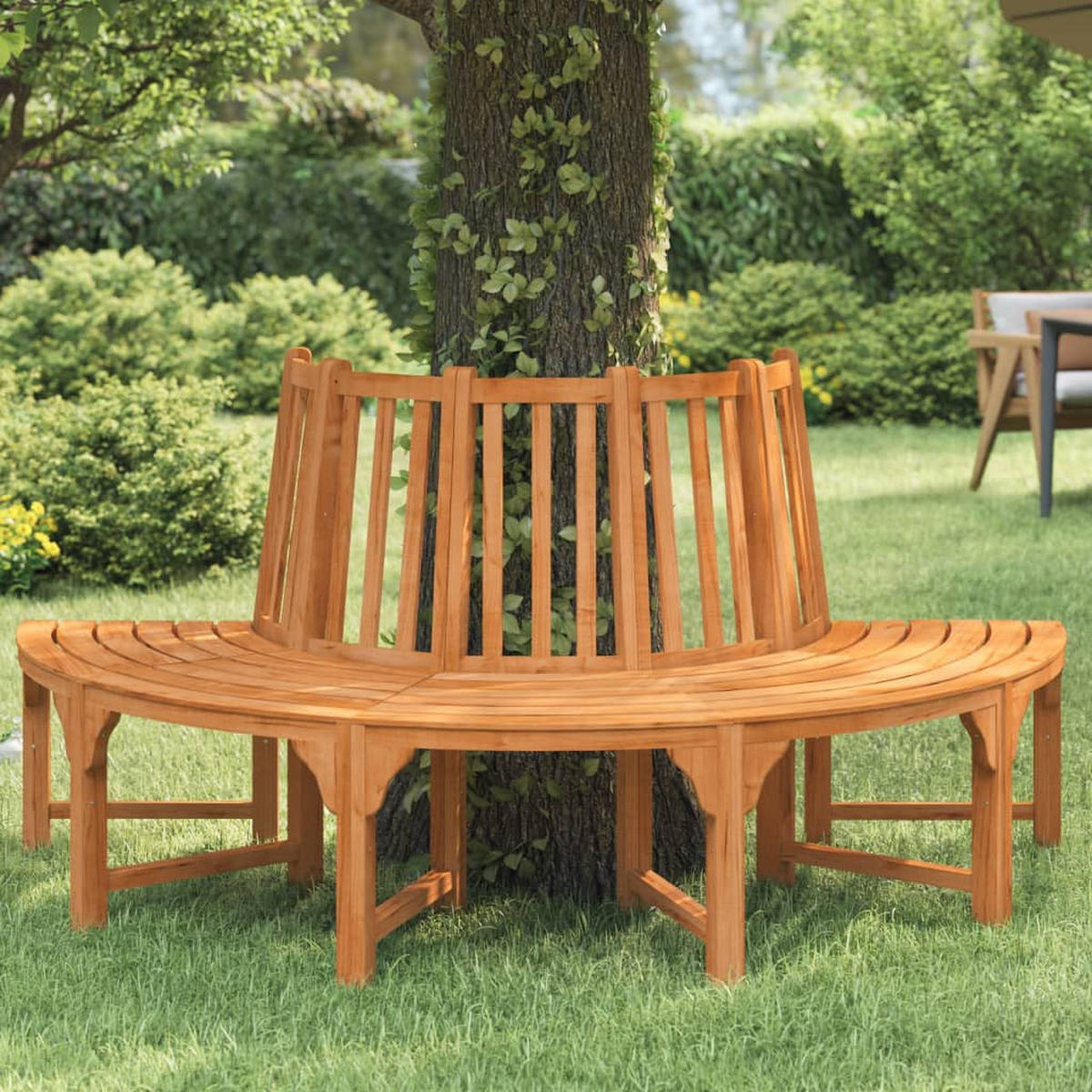 BAUMBANK Halbrund Ø208 Cm Massivholz Eukalyptus - Braun, Holz (208/92/104cm) - vidaXL