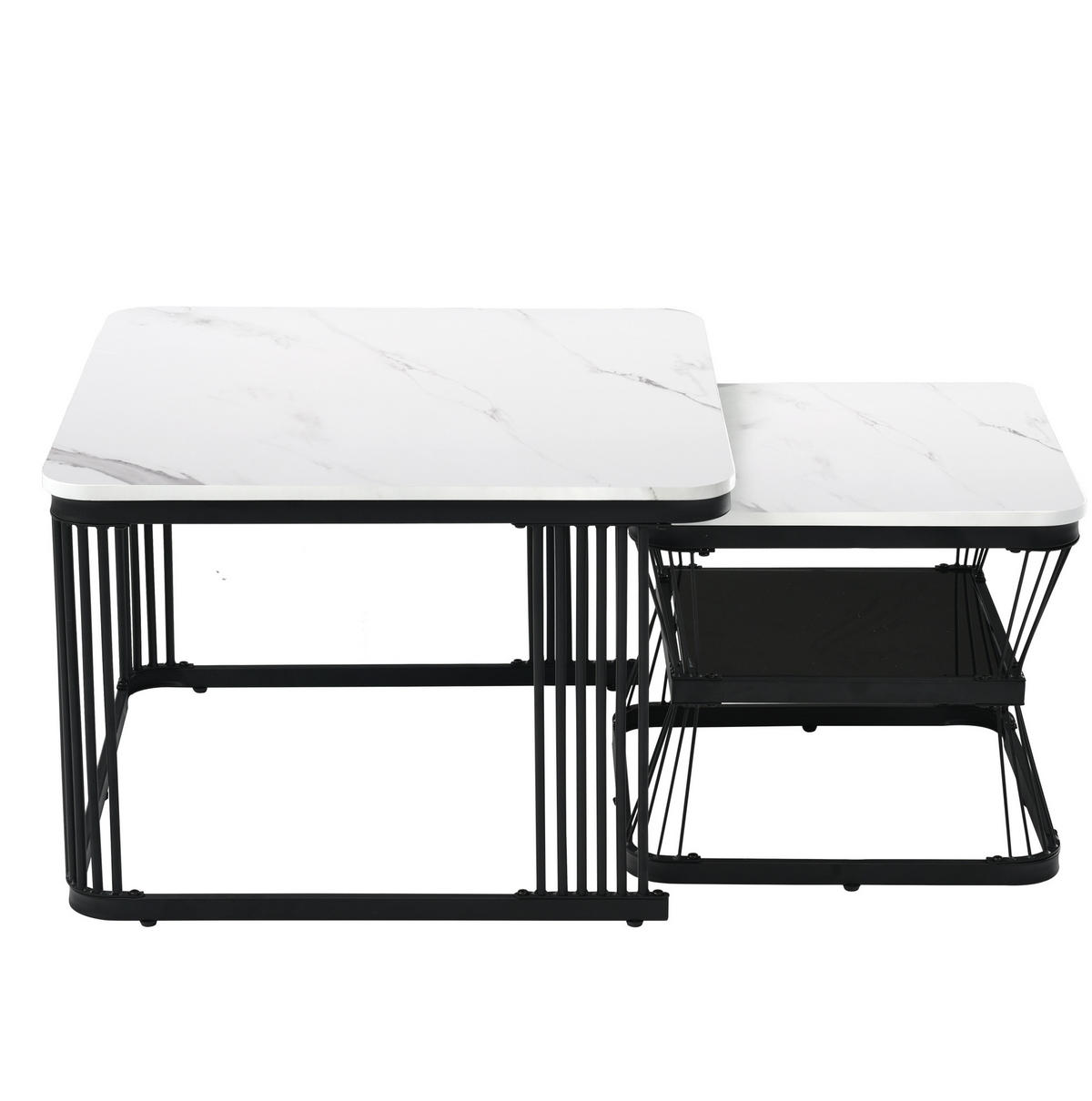 SADA odkládacích stolků 65/65/45 cm bílá z MDF v mramorovém vzhledu - bílá, kompozitní dřevo (65/65/45cm) - OKWISH