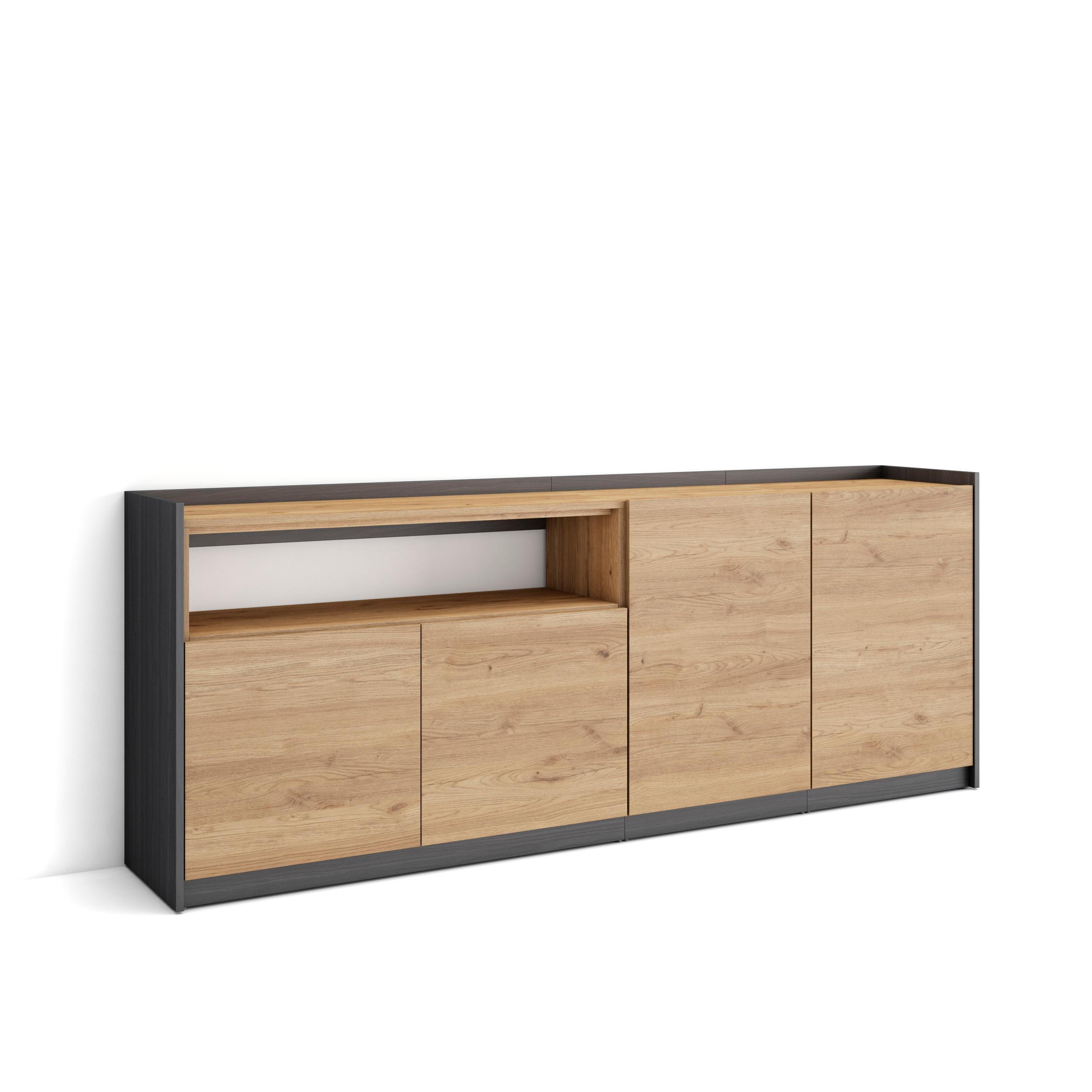 SIDEBOARD, Highboard, Eiche Schwarz, 207/37/80cm - Eichefarben, Holzwerkstoff (207/80/37cm) - Skraut Home