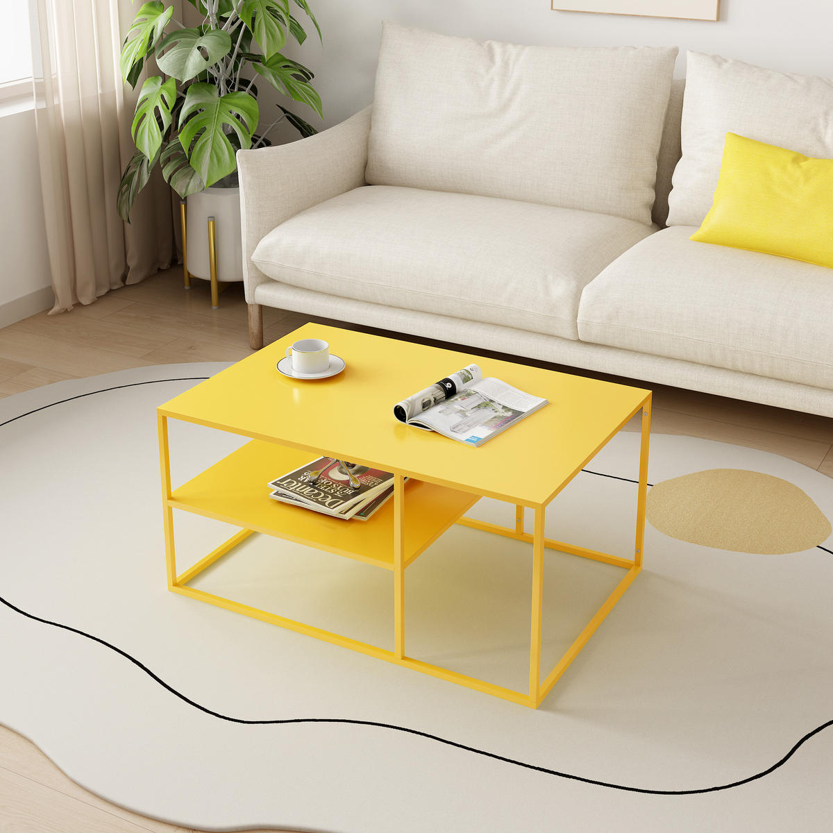 COUCHTISCH Solund 45/90/60 cm - Gelb, Metall (60/90/45cm) - [en.casa]