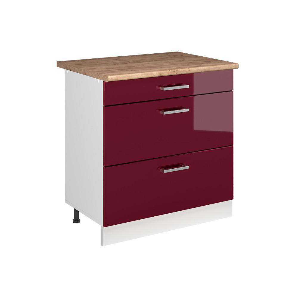 Vicco Küchenunterschrank Rot, Weiß 80x81.6x60 cm