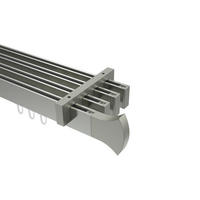INNENLAUF-GARDINENSTANGEN-SET Smartline Conex 240 cm (geteilt in 2 x 120 cm), 4-läufig, 14x35 mm Edelstahl-Optik - Edelstahlfarben, Metall (240cm) - INTERDECO