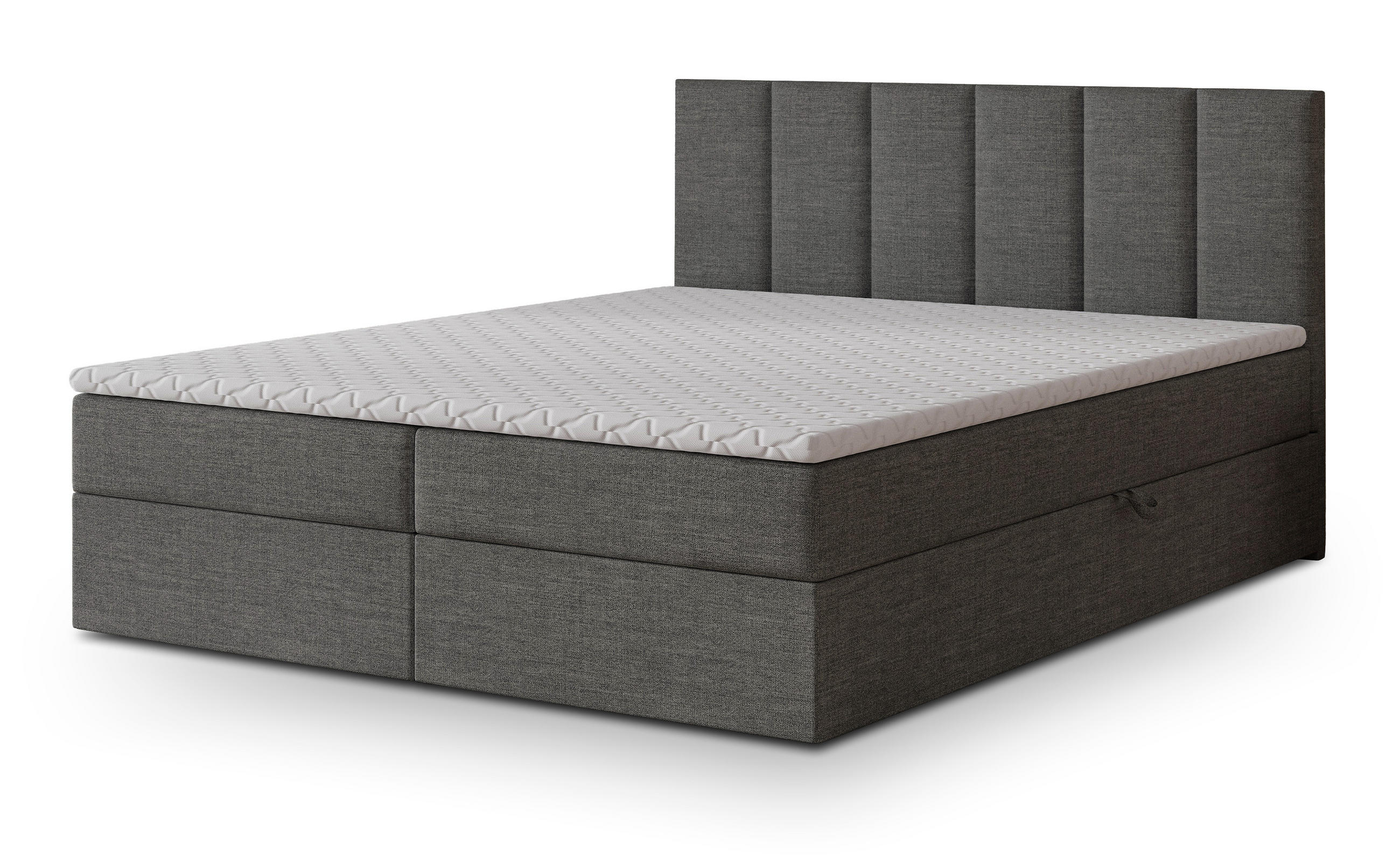 POSTEL BOXSPRING MERIL 160x200 cm, s matrací a úložným prostorem, tmavě šedá - tmavě šedá, kompozitní dřevo/textil (160/200cm) - MASSENO