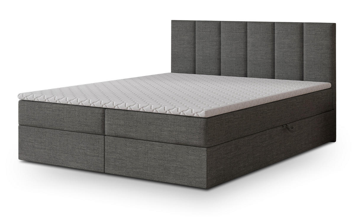 POSTEL BOXSPRING MERIL 160x200 cm, s matrací a úložným prostorem, tmavě šedá - tmavě šedá, kompozitní dřevo/textil (160/200cm) - MASSENO