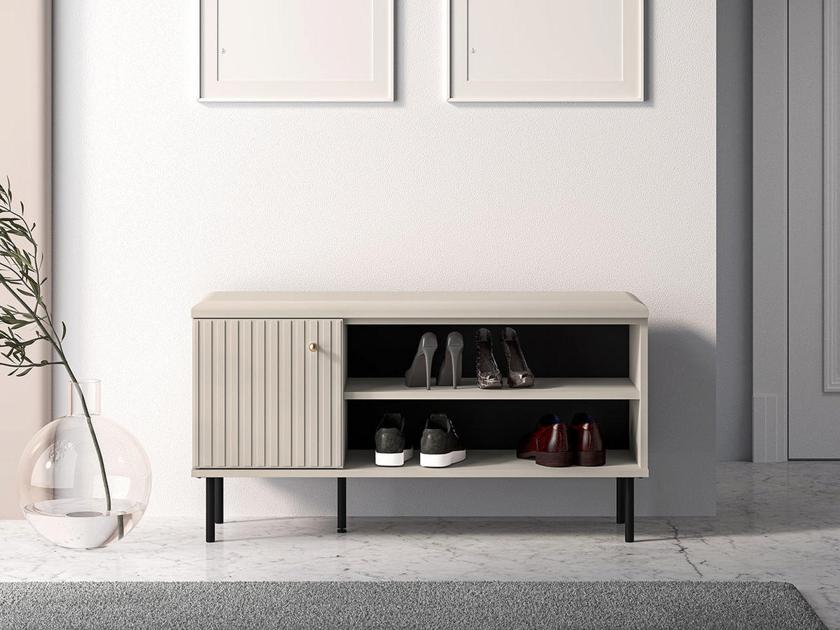 SCHUHBANK – SOPHIE 15 – Elegante Sitzbank mit Stauraum für den Flur - Kaschmir, Holzwerkstoff (102/55/34cm) - hi-markt
