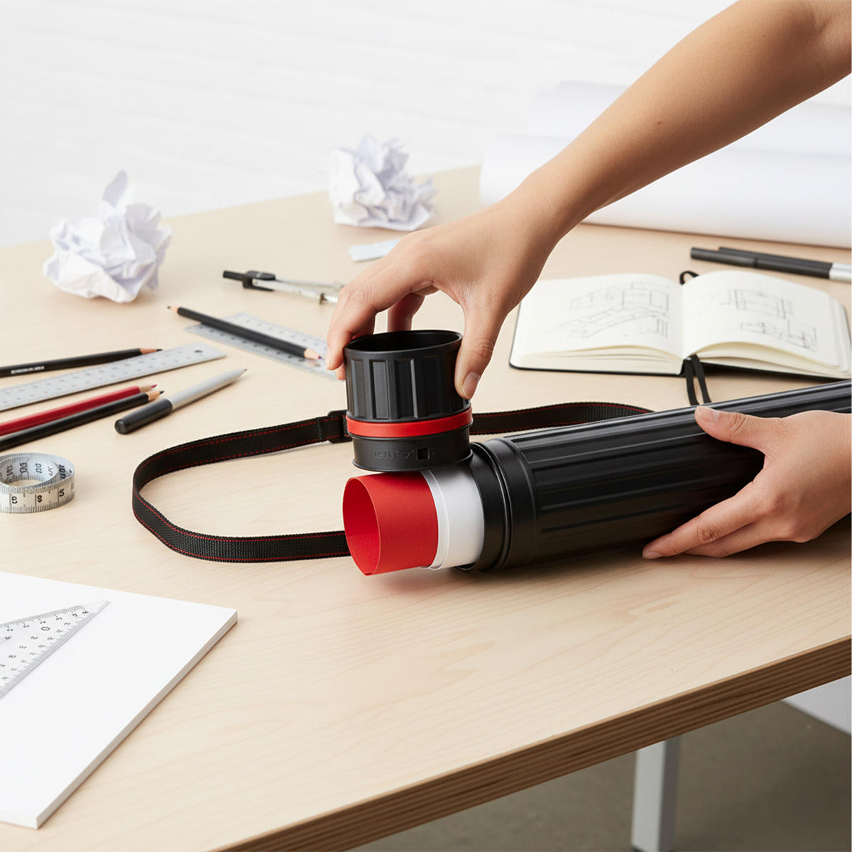 PLAKATNA cev - črna, umetna masa (8/105/8cm) - Relaxdays