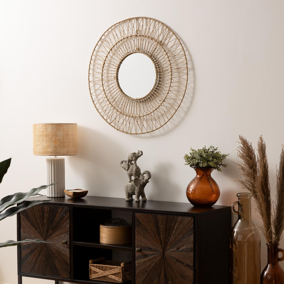 DEKORATIONSSPIEGEL für die Wand Millie 75/75/2 cm - Beige, Holz (75/2/75cm) - Atmosphera Createur d´interieur