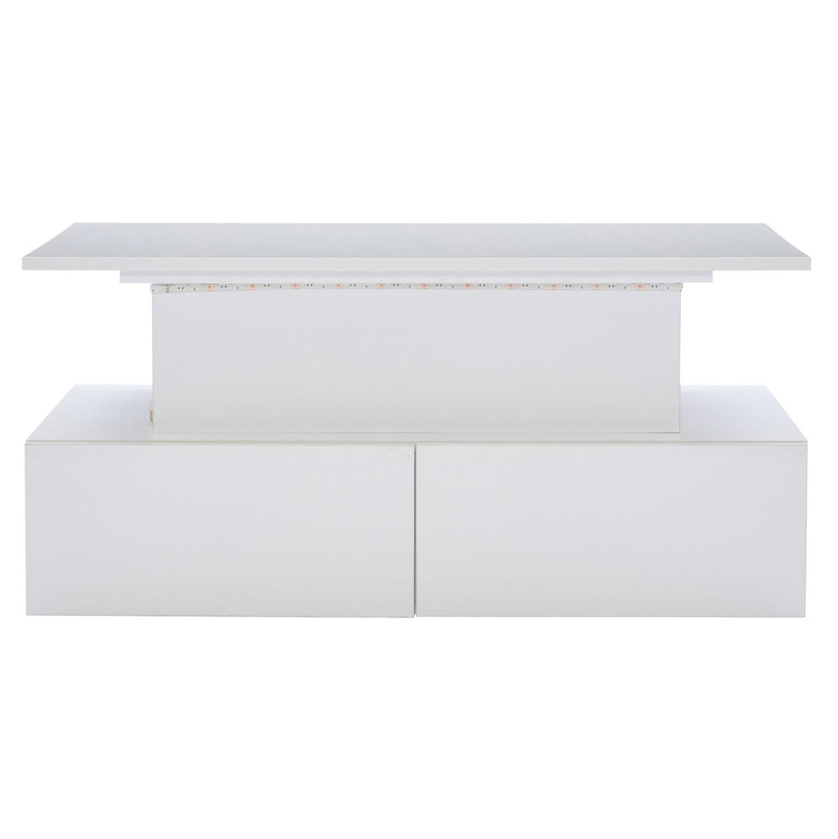 KONFERENČNÍ stolek 90/55/41 cm bílý z dřevotřísky s LED osvětlením a výsuvnou deskou - bílá, kompozitní dřevo (90/55/41cm) - OKWISH